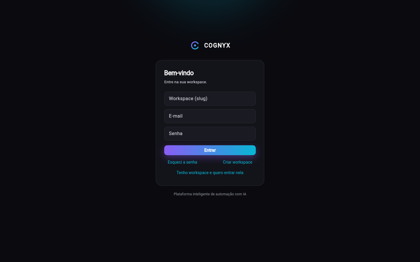 Tela de acesso à plataforma Cognyx